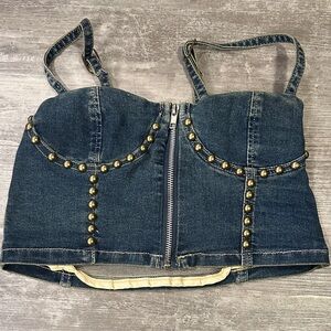 Denim Studded Women's Top